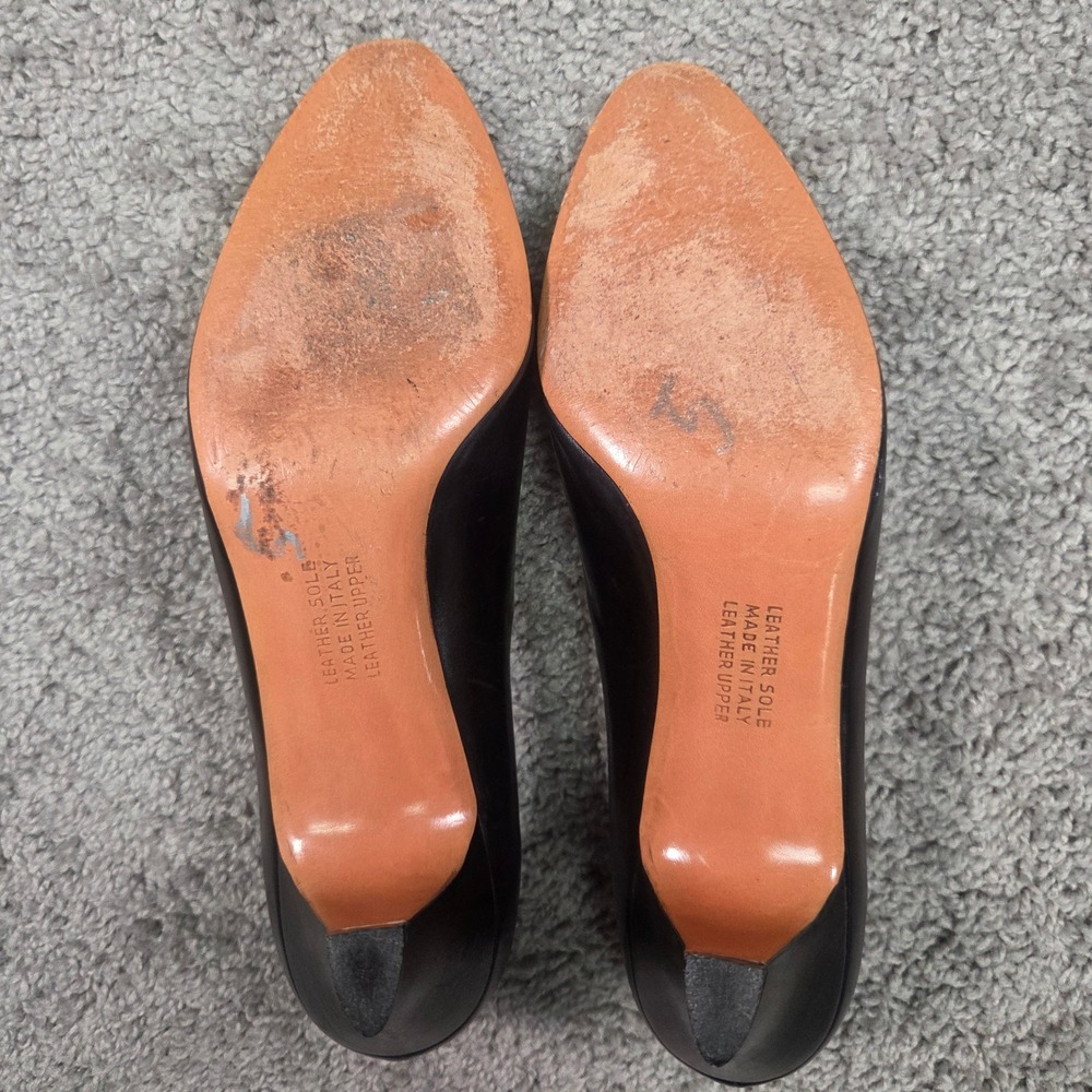 Salvatore Ferragamo Black Leather Pumps Womens 6.5 AA Vintage Heels Italy Siren - Picture 8 of 11